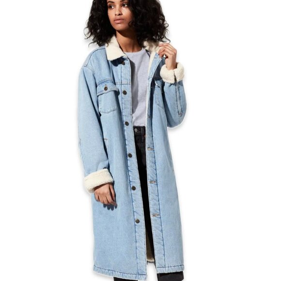 Aritzia TNA Murad Sherpa Lined Demin Coat Small - Picture 1 of 16